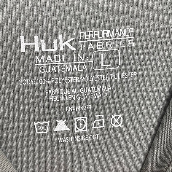 Men's Huk Icon X Long Sleeve Performance Shirt Chest Zipper Pocket Gray L - Picture 2 of 8